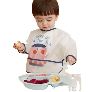 Waterproof long sleeve baby bib toddler eating smock cute cartoon pattern feeding apron