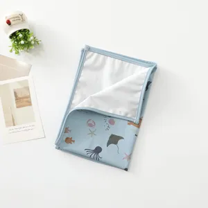 Dänische Kinder wasserdichte Urinmatte, weiche Babybett-Unterlage, waschbare Babymatte, blau