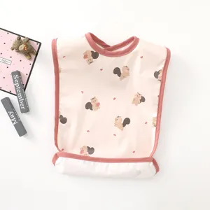 Cute waterproof baby bib with lovely squirrel print, lightweight and easy to clean feeding apron for toddlers.