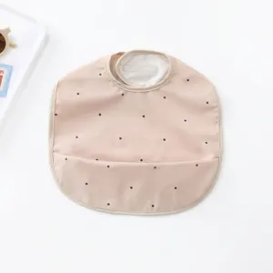 Waterproof Baby Bibs Cute Cartoon Animal Print PU Toddler Feeding Bibs with Catch All Pocket Infant Eating Apron