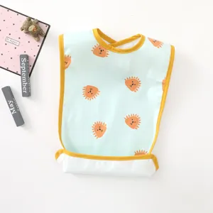 Waterproof baby feeding bib with cute animal print, lightweight and easy to clean for infants.