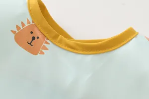Waterproof baby bib detail, soft breathable material, easy to clean daily use.