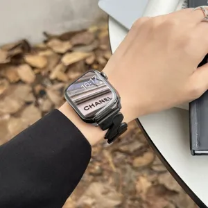 Metal Mobius Z-shaped watch strap detail for Apple Watch, premium metallic finish and sleek design.