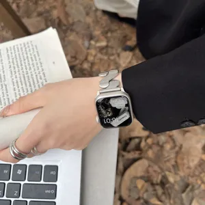 Metal Mobius watch strap replacement accessory compatible with Apple Watch silver style