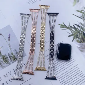 Metall Strass Uhrenarmband kompatibel mit Apple Watch Luxus Glitzer Edelstahl Armband