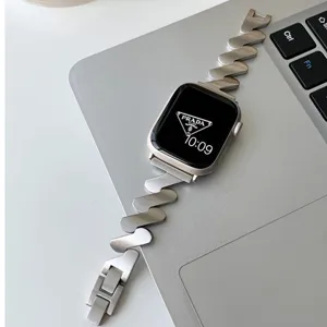 Z-Shaped Möbius Metal Watch Band For Apple Watch Zinc Alloy Replacement Strap Luxury Fashion Smartwatch Wristband