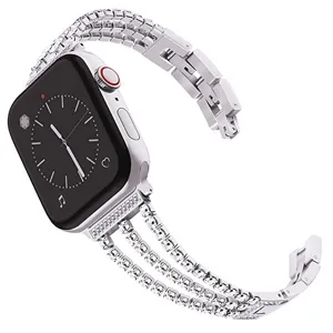 Luxus Metall Strass Dreifach Kette Uhrenarmband Ersatzarmband Kompatibel Mit Smartwatch Zubehör