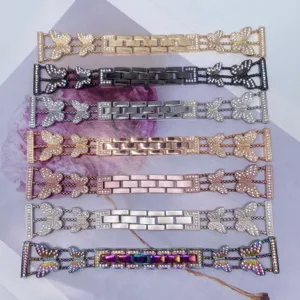 Correa de Metal con Diamantes de Imitacion Mariposa para Apple Watch Joyeria Lujo