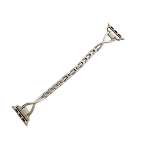 Bracelet de montre en chaine metal de rechange compatible Apple Watch design luxueux.