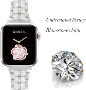 Replacement metal resin rhinestone watch band strap compatible with apple watch series 1-11