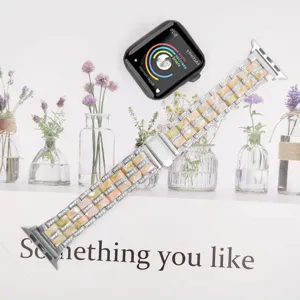 Apple Watch resin metal strap bling rhinestone replacement band for smart watch accessories