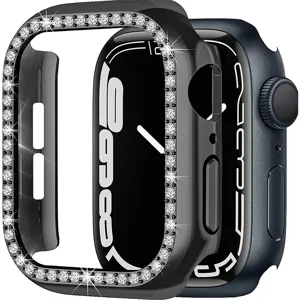 Glitter strass PC bumper hoesje compatibel met Apple Watch sprankelende beschermkap