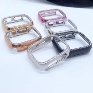 PC strass horlogekast voor Apple Watch, holle beschermhoes, verkrijgbaar in meerdere kleuren.