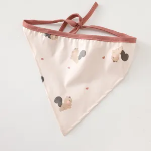 Cute baby bib bandana with squirrel print, waterproof toddler feeding kerchief, soft tie strap.