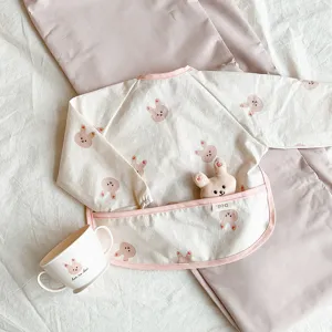 Waterproof baby feeding bib long sleeve toddler art smock cute rabbit pattern infant apron