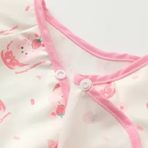 Toddler long sleeve waterproof art smock detail, pink trim and cute bunny cupcake print.
