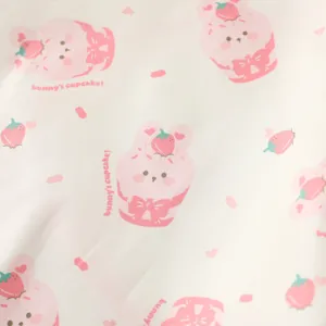 Cute pink bunny cupcake pattern waterproof baby smock and long sleeve art painting bib detail view