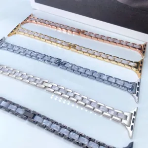 Edelstahl Metall und Harz Ersatzarmband kompatibel mit Apple Watch, verschiedene Farben.