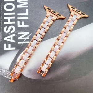 Nahaufnahme des stilvollen Metall und Harz Ersatzarmbands mit eleganten Gliedern für Uhren.