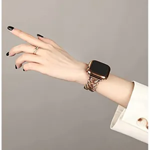 Roségoldenes Metallarmband kompatibel mit Apple Watch, modisches Achter-Ketten-Design.