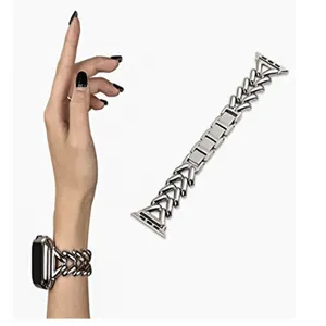 Metall Acht-Form Ersatzarmband Detail für Apple Watch SE 9 8 7 6 5 4 3 2 1, silbernes Glied.