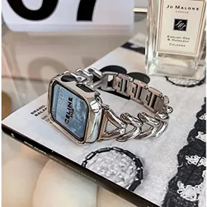 Edelstahl Metall Kettenarmband kompatibel für Apple Watch stilvolles Ersatzarmband Zubehör
