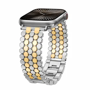 Bracelet de Montre en Métal Nid d'Abeille en Acier Inoxydable pour Montre Connectée Bracelet de Remplacement Chaîne en Métal Minimaliste