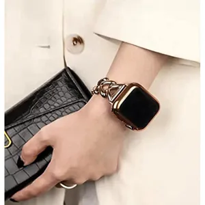 Metallketten-Uhrenarmband kompatibel mit Apple Watch, elegantes Roségold-Ersatzarmband.