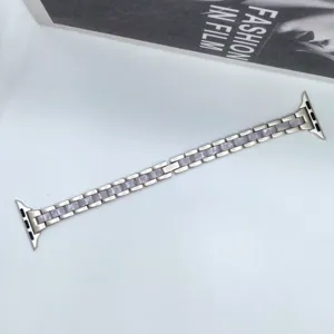 Ersatzarmband aus Metall und Harz mit drei Perlen, kompatibel mit Apple Watch, modisches Design.