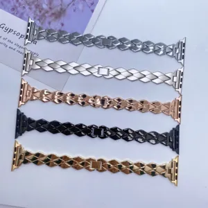 Metalen diamant horlogebandje voor Apple Watch 1-11, elegante geometrische stijl, accessoire.