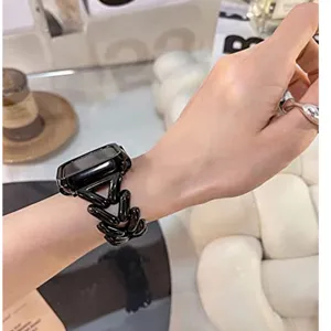 Ersatz Metall Ketten Armband fuer apple watch series SE 1-9 in stilvollem Schwarz.