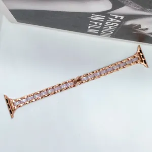 Edelstahl und Harz Glieder Armband Ersatz für Apple Watch, elegantes Roségold Design für Frauen.
