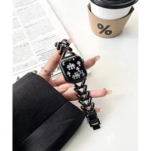 Schwarzes Metall Gliederarmband kompatibel Apple Watch, stilvolles Achter-Design Hauptansicht