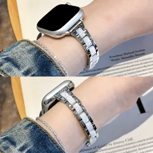 Metall Harz Uhrenarmband Für Smartwatch Luxus Kette Armband Ersatz Mode Schmuck Handgelenk Band Zubehör