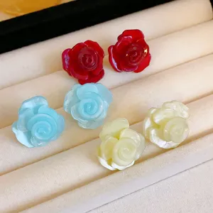 Mehrschichtige Rosenblüten Ohrstecker süßer Stil elegante Damen hübscher Ohrring Schmuck