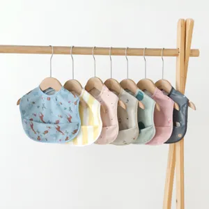 Waterproof PU baby bib dining overall children saliva towel with cute animal prints