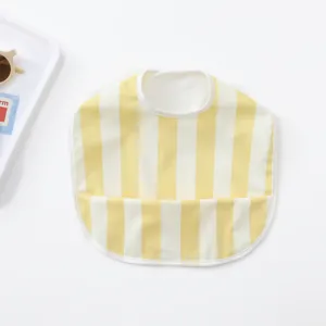 Danish PU baby bib waterproof cute striped infant feeding apron toddler eating bib for kids
