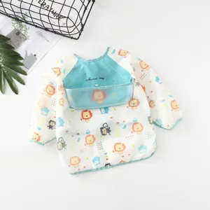 Baby long sleeve waterproof bib infant smock toddler feeding apron cute cartoon animal design