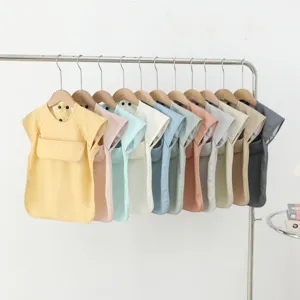 Baby PU short sleeve feeding bib waterproof infant dining coverall toddler apron