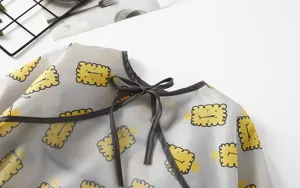 Waterproof long sleeve baby bib infant smock toddler feeding apron grey biscuit print