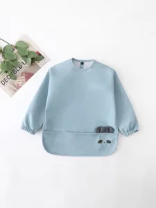 Waterproof baby long sleeve bib smock feeding apron cute panda design soft easy clean