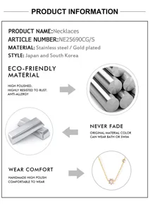 Stainless steel gold plated daisy pendant necklace with sparkling stone detail fashion jewelry.