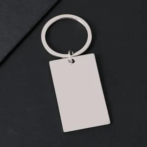 Polished blank rectangular stainless steel keychain ideal for custom laser engraving gifts