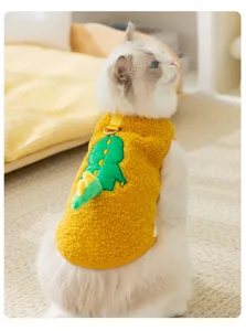 Vestiti invernali caldi in pile per gatti con design di dinosauro per cani di taglia piccola.