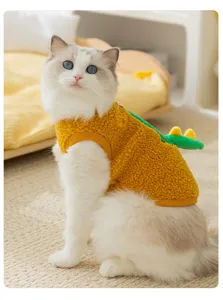 Gilets in pile caldo per gatti invernali con design di dinosauro per cani di piccola taglia.