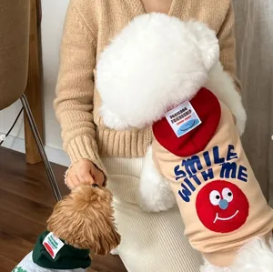 Cute pet dog hoodie winter warm small dog clothes cartoon smile pattern apparel pet supply