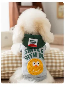 Cute pet dog hoodie autumn winter warm cat clothes cartoon smile face small dog apparel