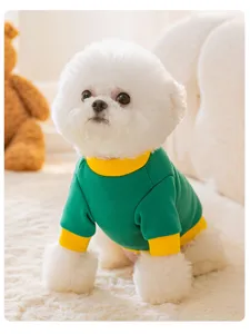 Mooie herfst winter hondentrui groen gele rand warme huisdierkleding voor kleine honden pup