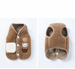 Vêtement chien hiver polaire gilet chaud mignon broderie d'ours vêtements pour animal de compagnie