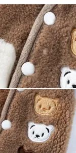 Gilet d'hiver en polaire pour animal de compagnie avec broderie d'ours, boutons-pression.